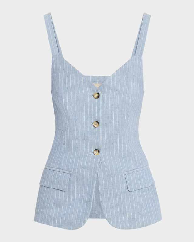 Elai Pinstripe Linen-Cotton Top